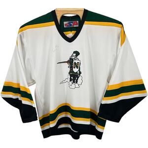 Men's White Green SP Apparel NCAA SNC St. Norbert Green Knights Hockey Jersey~ L